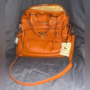 NWT Emma Fox Orange Leather Backpack Purse Bag brand new